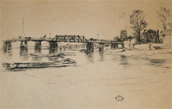 James Abbott McNeil Whistler, etching, Old Fulham Toll Bridge, unframed